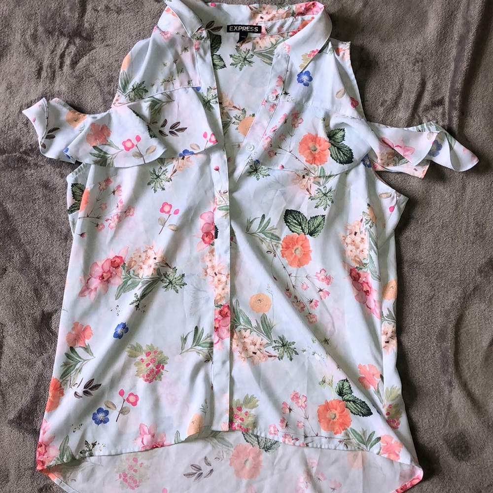 Off-the-shoulder Floral Blouse